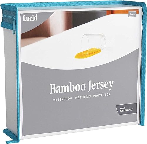 LUCID Wasserdichter Matratzenschoner für Doppelbett, extra tief, Premium-Viskose aus Bambus-Jersey, ultraweich, Doppelbett (135 x 190 cm) von LUCID