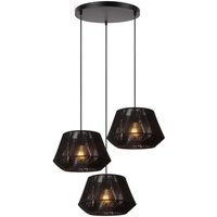 Gebraucht] Lucide Hängeleuchte Jessica 3 Flammig Schwarz ø 30 Cm Baumwolle Deckenlampe B-Ware von LUCIDE