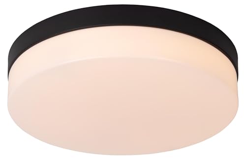 LUCIDE BISKIT - Deckenleuchte Badezimmer - Ø 28 cm - LED - 1x18W 2700K - IP44 - Bewegungssensor - Schwarz von LUCIDE