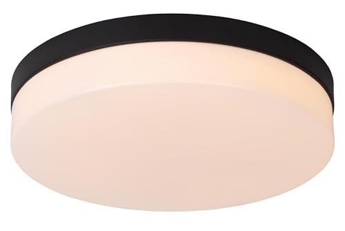 LUCIDE BISKIT - Deckenleuchte Badezimmer - Ø 34,5 cm - LED - 1x24W 2700K - IP44 - Bewegungssensor - Schwarz von LUCIDE