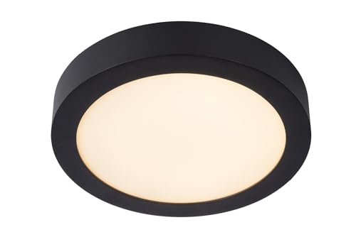 LUCIDE BRICE-LED - Deckenleuchte Badezimmer - Ø 24 cm - LED Dim. - 1x15W 3000K - IP44 - Schwarz von LUCIDE