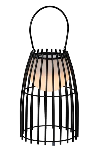 LUCIDE FJARA - wiederaufladbare Tischlampe Innen/Außen - Akku/Batterie - Ø 17,5 cm - LED Dim to warm - 1x0,3W 3000K - IP44 - Schwarz von LUCIDE