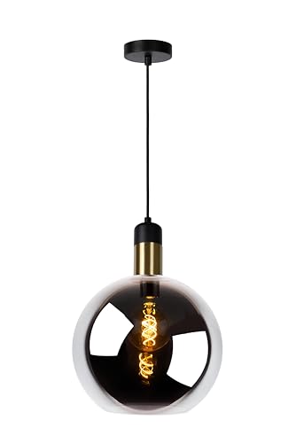 LUCIDE JULIUS - Pendelleuchten - Ø 28 cm - 1xE27 - Rauchfarbe Grau, Mattes Gold von LUCIDE
