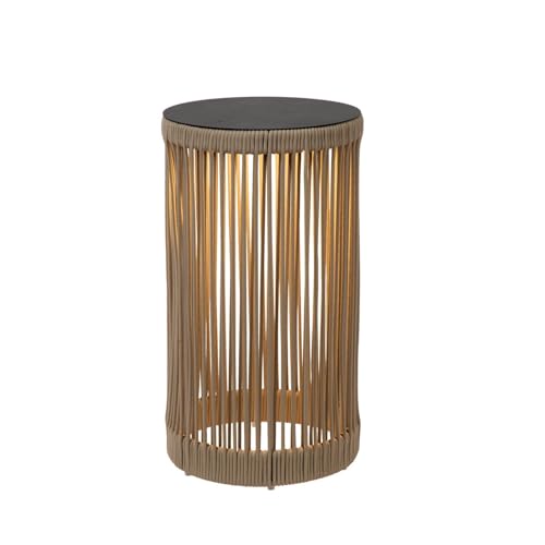 LUCIDE PINGI - wiederaufladbare Stehlampe Innen/Außen - Akku/Batterie - Ø 33,5 cm - LED 3 StepDim - 1x3W 3000K - IP44 - Taupe von LUCIDE