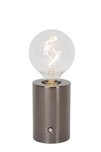 LUCIDE VIVO - wiederaufladbare Tischlampe - Akku/Batterie - Ø 8 cm - LED Dim. - E27-1x1W 2700K - Matt Schwarz-Chrom von LUCIDE