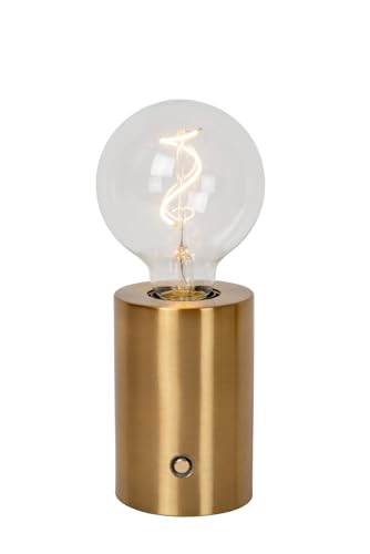 LUCIDE VIVO - wiederaufladbare Tischlampe - Akku/Batterie - Ø 8 cm - LED Dim. - E27-1x1W 2700K - Mattes Gold/Messing von LUCIDE