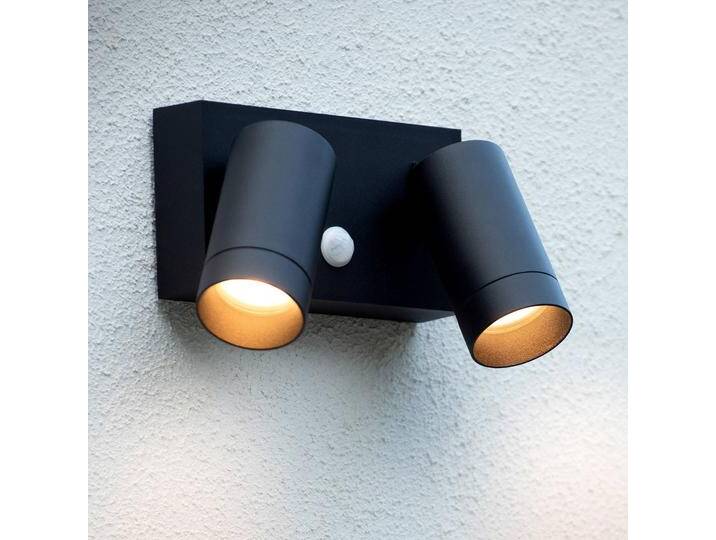 Lucide Außenwandstrahler Taylor Sensor, 2-flammig schwarz - Modern - Aluminium von LUCIDE