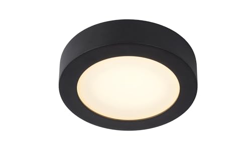 LUCIDE BRICE-LED - Deckenleuchte Badezimmer - Ø 18 cm - LED Dim. - 1x12W 3000K - IP44 - Schwarz von LUCIDE