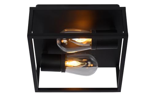 LUCIDE CARLYN - Deckenleuchte Badezimmer - 2xE14 - IP54 - Schwarz von LUCIDE