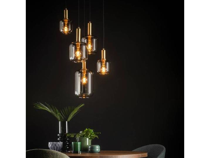 Lucide Hängelampe Joanet mit Rauchglas, fünfflammig für Wohn & Esszimmer - Alu von LUCIDE