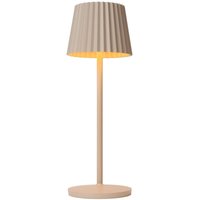 Lucide JUSTINE - wiederaufladbare Tischlampe Innen/Außen - Akku/Batterie - LED Dim. - 1x2W 2700K - IP54 - Mit kabelloser Ladestation - Beige von LUCIDE