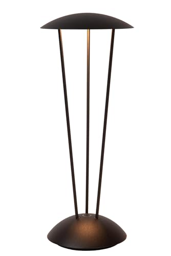 LUCIDE RENEE - wiederaufladbare Tischlampe Innen/Außen - Akku/Batterie - Ø 12,3 cm - LED Dim to warm - 1x2,2W 2700K/3000K - IP54 - Mit kabelloser Ladestation - Schwarz von LUCIDE