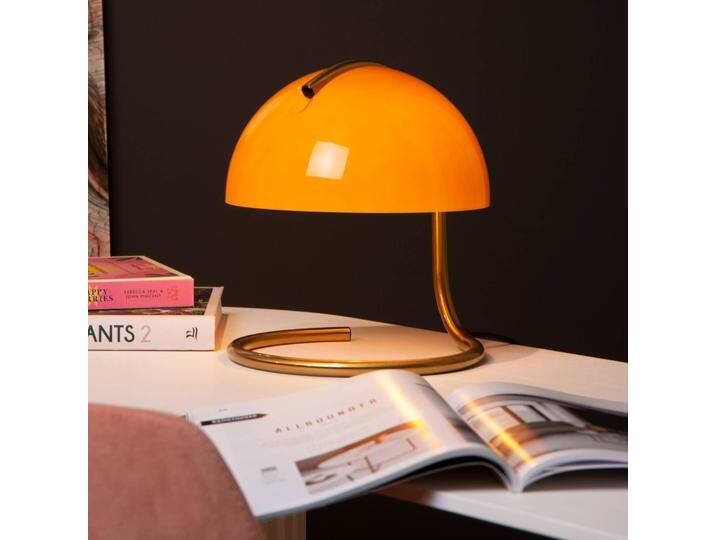 Lucide Fensterbank Tischlampe Cato, gelb / orange, für Wohn- / Esszimmer, Glas, Vintage, Tischlampe von LUCIDE