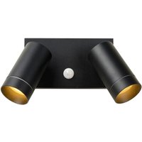Taylor - Wandstrahler / Wandleuchte Innen/Außen - 2xGU10 - IP54 - Bewegungssensor - Schwarz - Lucide von LUCIDE