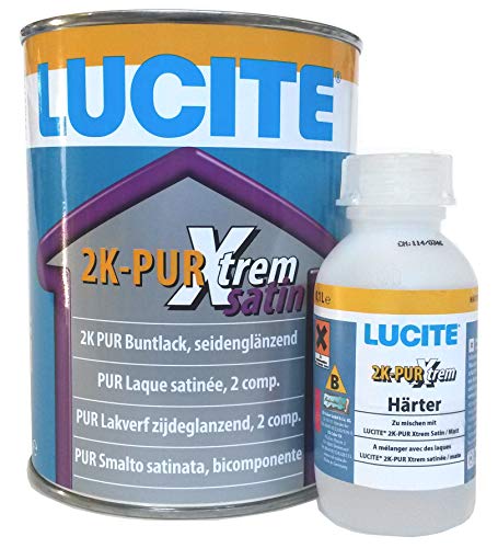 LUCITE 2K-PUR Xtreme satin, 0,9L - Stammlack zum 2K Polyurethan (PUR) Buntlack zur Beschichtung von mechanisch und chemisch stark beanspruchten Untergründen im Innen-/ Aussenbereich. von LUCITE