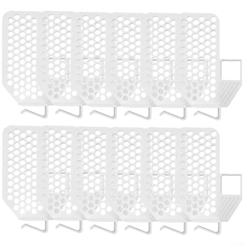 12 Stück Kühlschrank-Trennwände, Kühlschrank-Trenner, Organizer, Clips, Aufbewahrungsbehälterhalter, für Kühlschrankaufbewahrung, 100 x 65 mm, grün-weiß (weiß) von LUCKCDUO