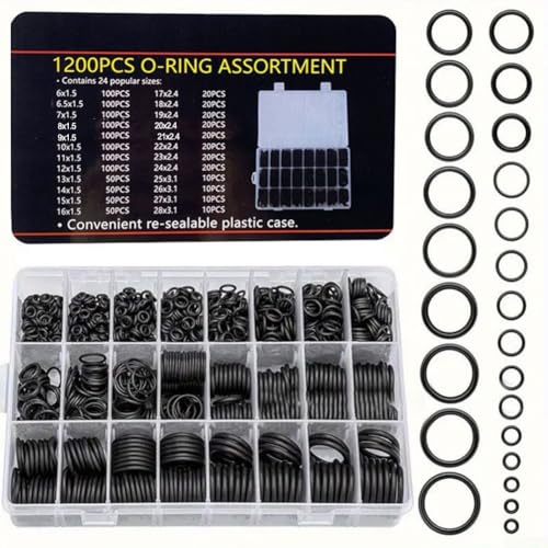 1200 Stück O-Ringe Sortiment Kit Gummidichtungen für Automobil für Sanitärpumpen, Magnetventile und Sensorreparatur mit organisierter Aufbewahrungsbox von LUCKCDUO