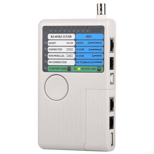 4-in-1-Netzwerkkabel-Tester ETCSRJ11 testet geschirmte/ungeschirmte LAN-Kabel, USB, BNC mit ergonomischem Design und Warnungen bei niedrigem Batteriestand von LUCKCDUO