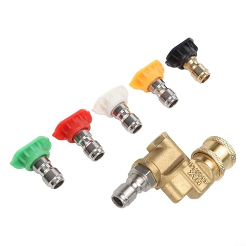 5 Geschwindigkeiten verstellbare Schwenkdüse für Autowäsche, kompatibel mit den meisten Hochdruckreinigern (Adapter + 5 Düsen) von LUCKCDUO