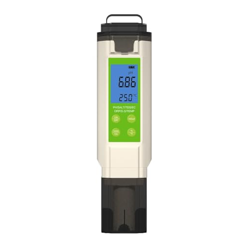 7-in-1-Wassertester für Pool und Aquarium mit PH, Salzgehalt, Redox, Temperatur und SG-Messung, tragbares Gerät zur Überwachung von Aquarien und Meerwasser von LUCKCDUO