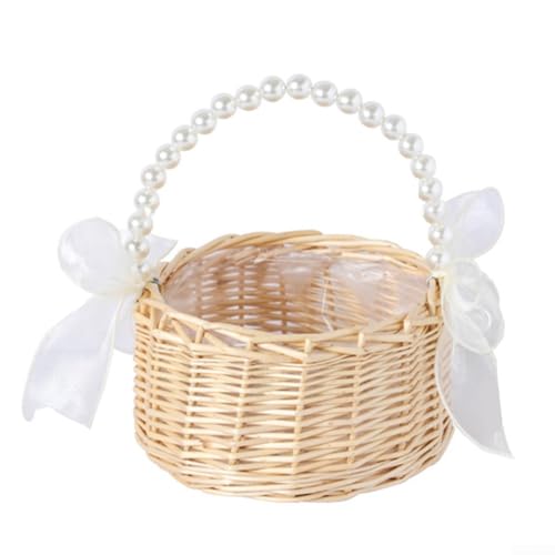 Blumenkorb mit Kunststoffperlengriffen und gewebter Struktur, geeignet für professionelle Floristen und Aufbewahrungsanwendungen zu Hause (Blumenkorb) von LUCKCDUO