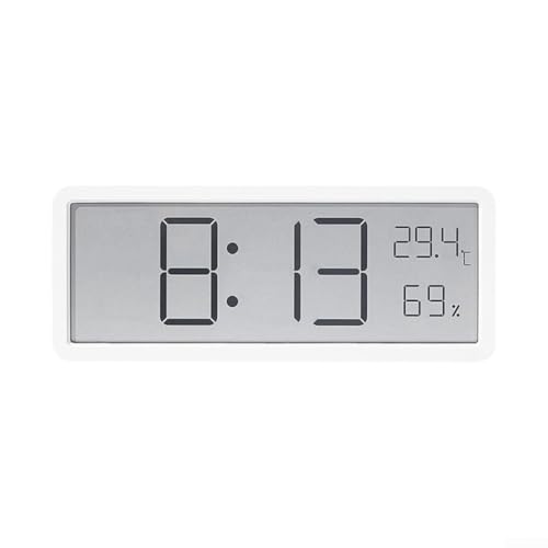 Digitaler LED-Wecker mit großem Display, Temperatur- und Feuchtigkeitsmonitor, doppelte Leistungsoptionen für Schlafzimmer oder Büro, Wand und Schreibtisch (weiß) von LUCKCDUO