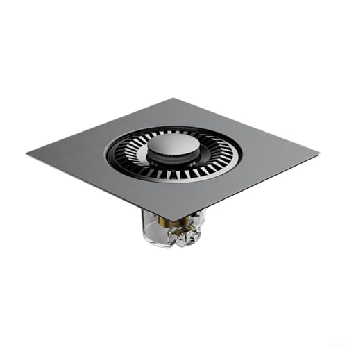 Edelstahl-Duschablauf mit Schnappverbindung und Verstopfungsschutz für einfache Wartung (grau) von LUCKCDUO