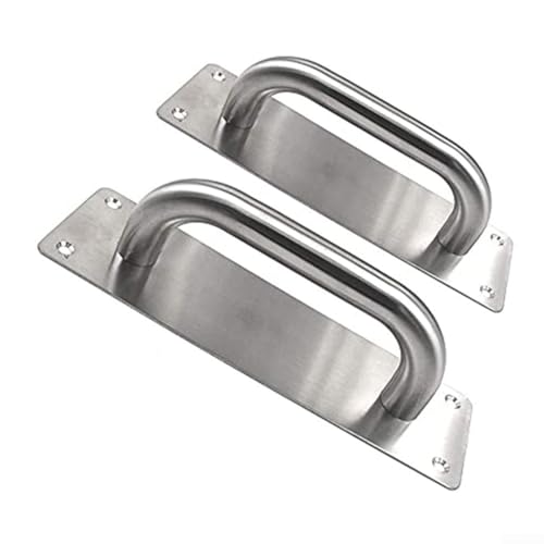 Edelstahl-Türgriff-Set, handelsübliche Qualität, 200 x 65 mm, gebürstetes Silber-Finish, für Scheune, Feuer, Holztor, Garage, 2 Stück (quadratisch) von LUCKCDUO