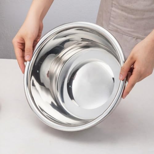 Edelstahlbecken, Mehrzweckschüssel, zum Mischen, Schlagen, Waschen von Gemüse, Suppe, 304 Grad umgekehrter Rand Design (26 cm) von LUCKCDUO