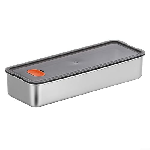 Fleisch-Aufbewahrungsbox mit Edelstahl-Konstruktion und Silikondeckel mit Luftloch für sicheren luftdichten Verschluss und längere Frische (schwarz) von LUCKCDUO