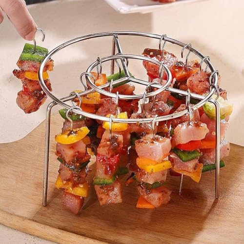 Fritteusen-Spieße, mit kompakter und tragbarer Konstruktion, für bequemes Kochen im Freien, Camping und Grillen im Garten (Grill + 24 Stück) von LUCKCDUO