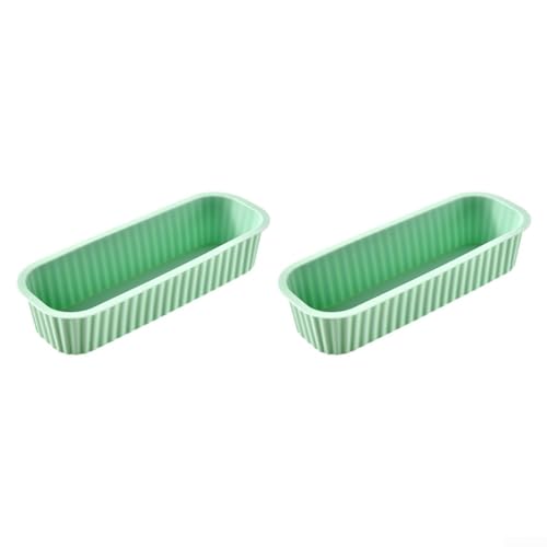Hitzebeständige, rechteckige Silikon-Kuchen- und Brotformen, 2-teiliges Set, kein Backgeschirr zum Backen von Kuchen, Brot und Gebäck, mit leicht zu reinigendem, flexiblem Silikonmaterial (hellgrün) von LUCKCDUO