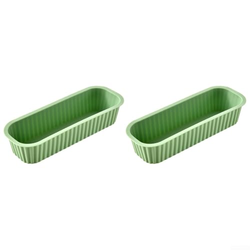 Hitzebeständige, rechteckige Silikon-Kuchen- und Brotformen, 2-teiliges Set, kein Backgeschirr zum Backen von Kuchen, Brot und Gebäck, mit leicht zu reinigendem, flexiblem Silikonmaterial (dunkelgrün) von LUCKCDUO