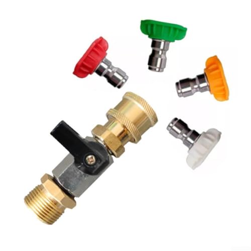 Hochdruckreiniger-Adapter M22 14 mm mit OnOff-Schalter, kompatibel mit verschiedenen 14 mm und 15 mm M22-Schläuchen, Edelstahl und Messing, Schnellverbindungs-Design, unterstützt hohen Druck Hochdruckreiniger-Adapter M22 14 mm mit OnOff-Schalter, kompatibel mit verschiedenen 14 mm und 15 mm M22-Schläuchen, Edelstahl und Messing, Schnellverbindungs-Design, unterstützt hohen Druck von LUCKCDUO