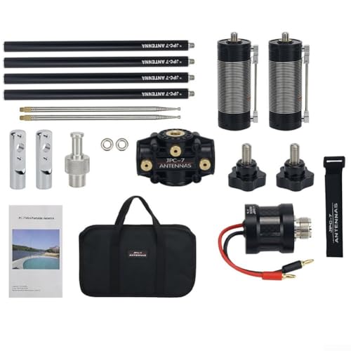 JPC-7 Multi-Band-tragbares Kurzwellen-Antennen-Set mit optimierter Spule für Mobilkommunikation, deckt 2–40 m Bänder ab, Kupfer-Steckerbasis und schwarze Tragetasche von LUCKCDUO