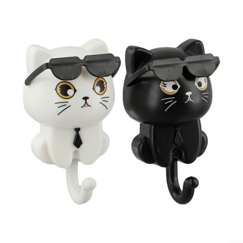 LUCKCDUO Lustige Katzenhaken mit Sonnenbrille, 2 Stück für kreative und effiziente Organisation zu Hause LUCKCDUO Lustige Katzenhaken mit Sonnenbrille, 2 Stück für kreative und effiziente Organisation zu Hause von LUCKCDUO