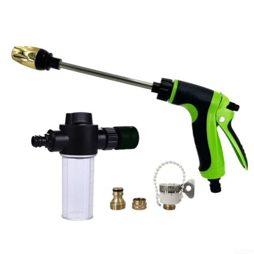 Leistungsstarke Wasserpistole für Autowäsche und Garten mit verstellbarem Strahlstrahl, rostbeständiger, galvanisierter Kopf, dicker, rutschfester Griff und Wasserfluss (grün) von LUCKCDUO
