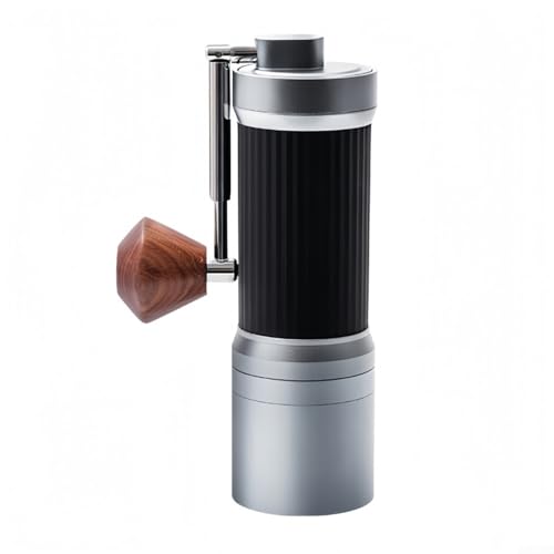 Manuelle Kaffeemühle, 7 Sterne, manuelle Kaffeemühle mit verstellbarem Edelstahl-Frässtift, bietet 24 Stufen der Mahlkontrolle, für Espresso (Silber) von LUCKCDUO