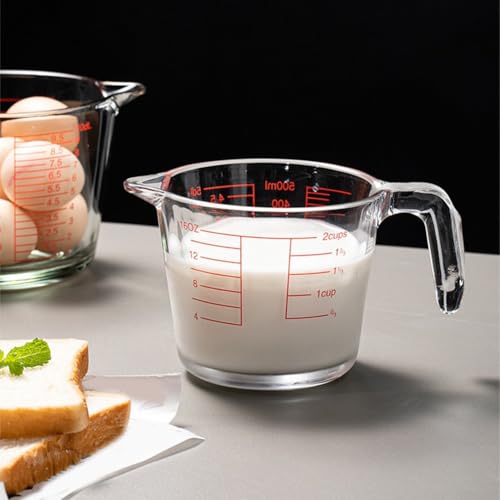Messbecher, Glas-Messbecher, 500 ml, hitzebeständig, strapazierfähig, klare Messung mit Schnabelausguss, für einfaches Ausgießen und Küche Messbecher, Glas-Messbecher, 500 ml, hitzebeständig, strapazierfähig, klare Messung mit Schnabelausguss, für einfaches Ausgießen und Küche von LUCKCDUO