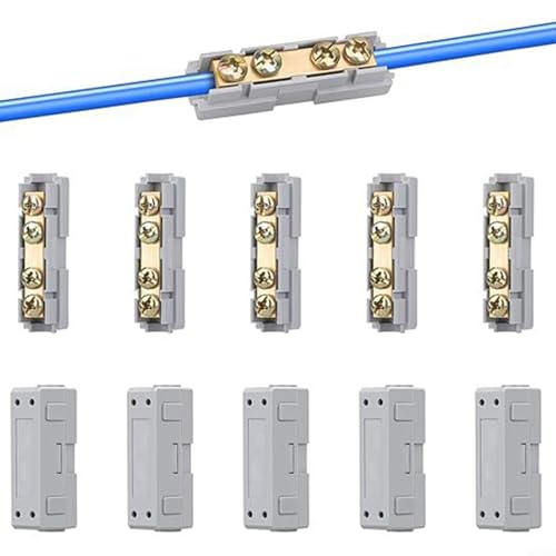 Messing-Drahtverbinder-Set, 10 Stück Schnellverdrahtungsklemmen für 1–6 mm² Kabel, Automobil, Marine-Industrie (60 A) von LUCKCDUO