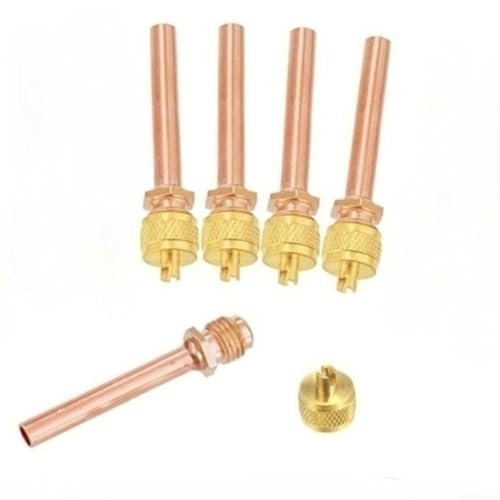 Messing HVAC Zugangs-Service-Ventil-Set mit vorinstallierten Schaftkernen für Kühlwartung, kompatibel mit R12/R22/R134/R304 Systemen (5 Stück) von LUCKCDUO