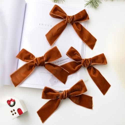Mini DIY Samtschleife Band Weihnachtsbaum Ornament, Samt Mini Schleife Dekorative Ornamente, 18 Stück Weihnachtsdekorationen, für Heimdekoration (Hellbraun) von LUCKCDUO