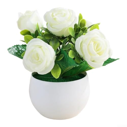 Mini-Topfrosen-Arrangement mit realistischem Aussehen für Hochzeit, Veranstaltung oder Schreibtischdekoration (weiß) von LUCKCDUO