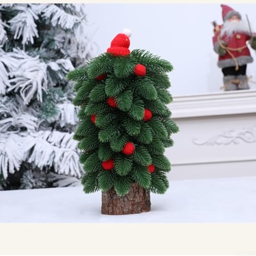 Mini-Weihnachtsbaum-Tischdekoration aus Kunststoff und Holz, entworfen, um Form und Stabilität zu erhalten, für saisonale Dekorationen auf Schreibtischen oder Regalen (groß) von LUCKCDUO