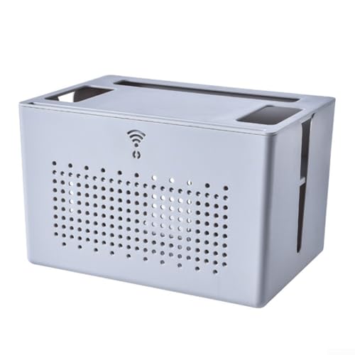 Minimalistisches Design, Schreibtisch-Aufbewahrungsbox für Router, Kabel und mehr, perfekter Tech-Zubehörhalter (grau) von LUCKCDUO