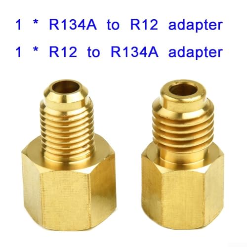 R134a auf R12 Adapter-Set, einfach zu bedienende Messingadapter, zuverlässige Leistung, 2 Stück R134a auf R12 Adapter-Set, einfach zu bedienende Messingadapter, zuverlässige Leistung, 2 Stück von LUCKCDUO