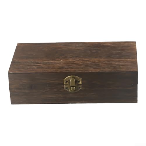 Rechteckige Aufbewahrungsbox aus Holz mit sicherem Vintage-Schnallenverschluss für Schmuck, Accessoires, Teeblätter oder Kaffeebohnen (dunkle Farbe) von LUCKCDUO