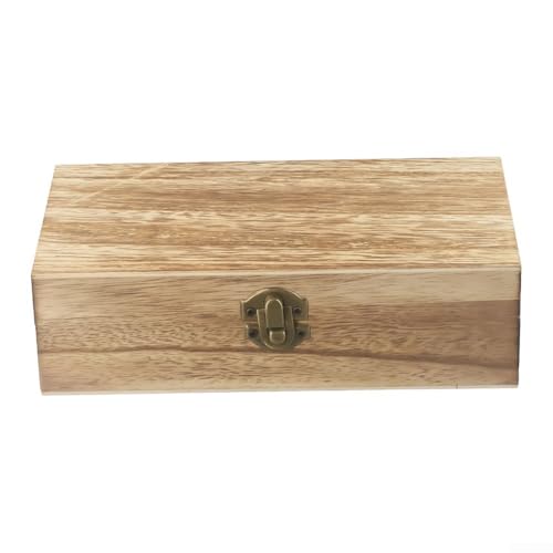 Rechteckige Aufbewahrungsbox aus Holz mit sicherem Vintage-Schnallenverschluss für Schmuck, Accessoires, Teeblätter oder Kaffeebohnen (helle Farbe) von LUCKCDUO