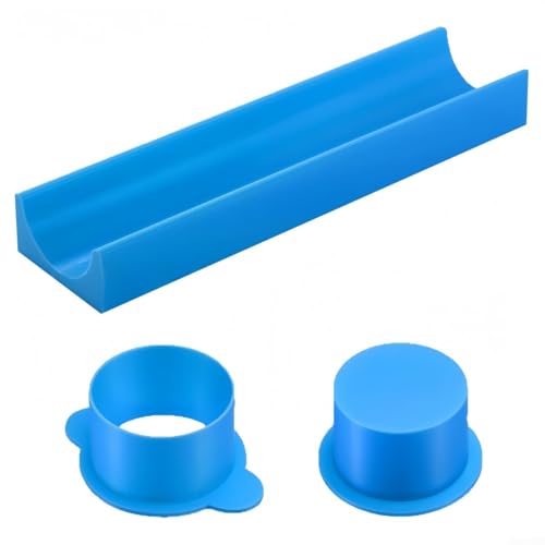 Runde Cake Pops Backformen mit 22,9 cm Tablett, Kunststoff-Kuchenschneider und Kolben-Set für Kekse und Hochzeits-Desserts zu Hause (blau) von LUCKCDUO