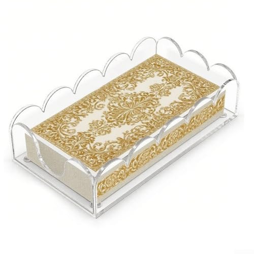Serviettenhalter aus Acryl mit elegantem U-förmigem gewelltem Design, transparent, 22,9 x 14 cm, für Badezimmer, Küche, Esstisch oder Hochzeitsfeier von LUCKCDUO